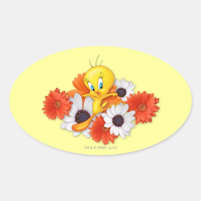 TWEETY™ med Daisy Ovalt Klistermärke (Framsida)