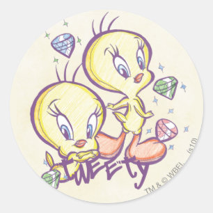 TWEETY™ med spel Runt Klistermärke