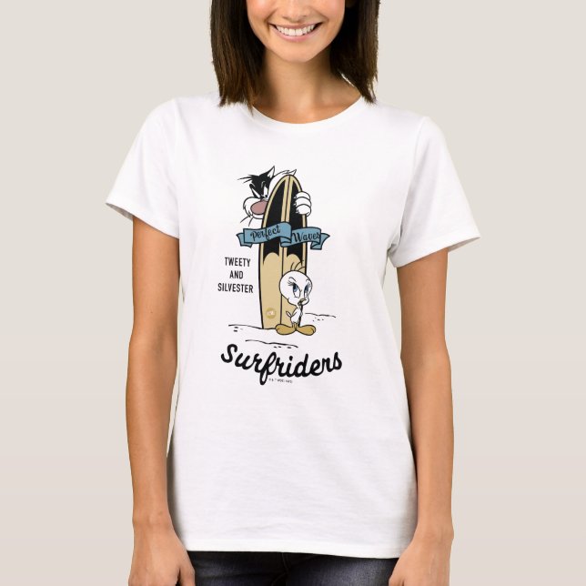 TWEETY™ och SYLVESTER™ Surfriders T Shirt (Framsida)
