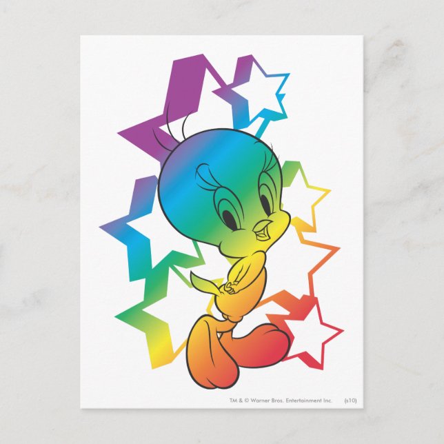 TWEETY™ Rainbow Stars Vykort (Framsida)