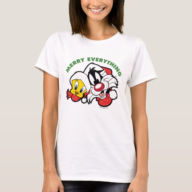 TWEETY™ & SYLVESTER™ "Merry All" T Shirt (Framsida)