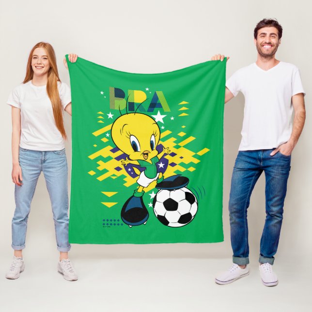 TWEETY™ Team Brasil Fotbollsgrafik Fleecefilt (På plats)