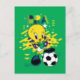 TWEETY™ Team Brasilien fotbollsgrafik Vykort