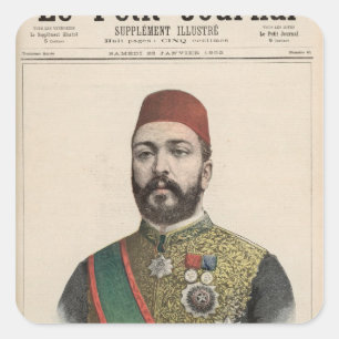 Twefik Pasha Khedive of Egypten Fyrkantigt Klistermärke