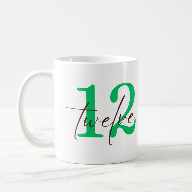 Twelfth 12 Year Anniversary with Personalization Kaffemugg (Vänster)