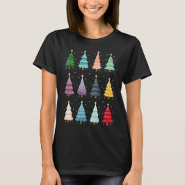Twelve Festive Trees: Colorful Holiday Print T Shirt