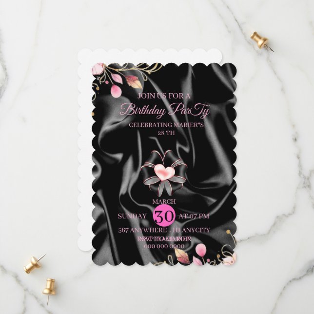 Twenty Ate Birthday Invitation Hand Drawn Scribble Spara Datumet (Fram/Back In Situ)