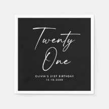 Twenty One 21st Birthday | Elegant Black Modern