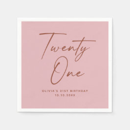 Twenty One Birthday | Dusty Rose Pink Elegant Pappersservett