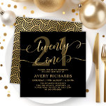 Twenty One Elegant Gold Script Black 21st Birthday Inbjudningar<br><div class="desc">Chic Elegant Black and Gold Twenty One Script 21st Birthday Invitation. This modern birthday party invitation template features stylish „twenty one” text in huge faux gold foil whimsical swirly handwritten calligraphy (or typography) script with swash tails, paired with the number “21” for added emphasis, party details in gold color on...</div>