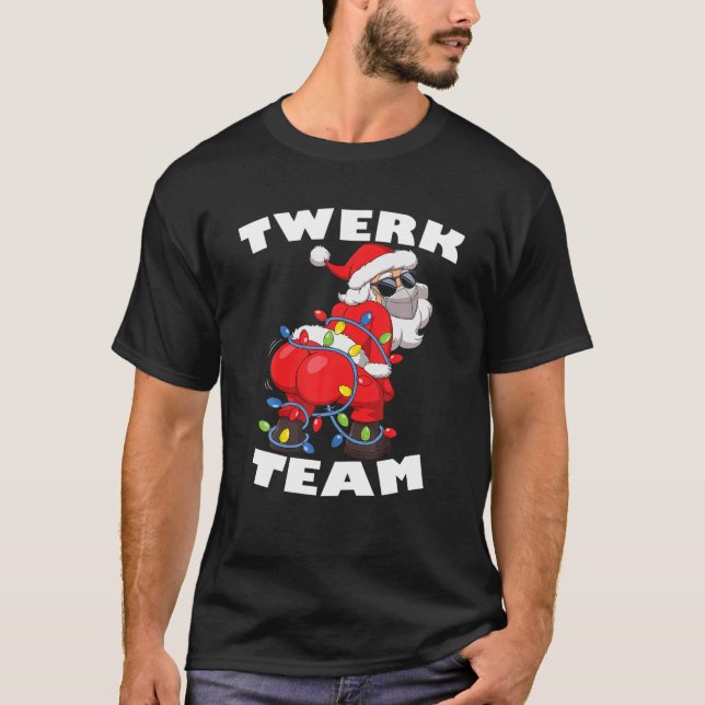 Twerk Team Jultomten Julgran Lig T Shirt (Framsida)