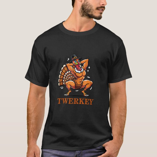 Twerkey Twerking Turkey Pilgrim Thanksgiving Twerk T Shirt (Framsida)