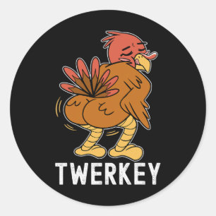 Twerkey Twerking Turkey Roligt Danning Turkey Than Runt Klistermärke
