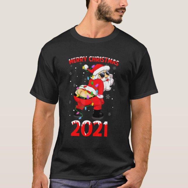 Twerking African American Jultomten Merry Jesus T Shirt (Framsida)
