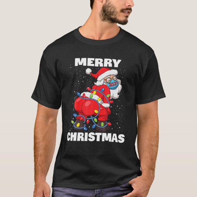 Twerking Jultomten Ansikte Mask God jul Tre T Shirt (Framsida)