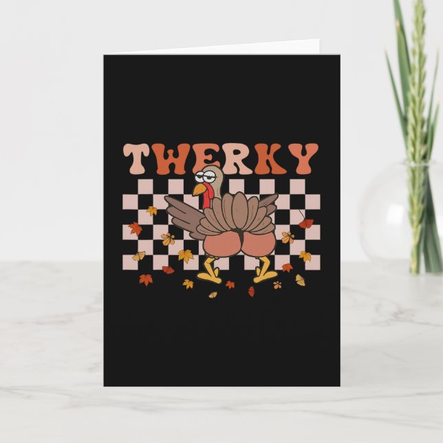 Twerky Thanksgiving Rolig Turkky Butt Twerk Dans  Kort (Framsida)
