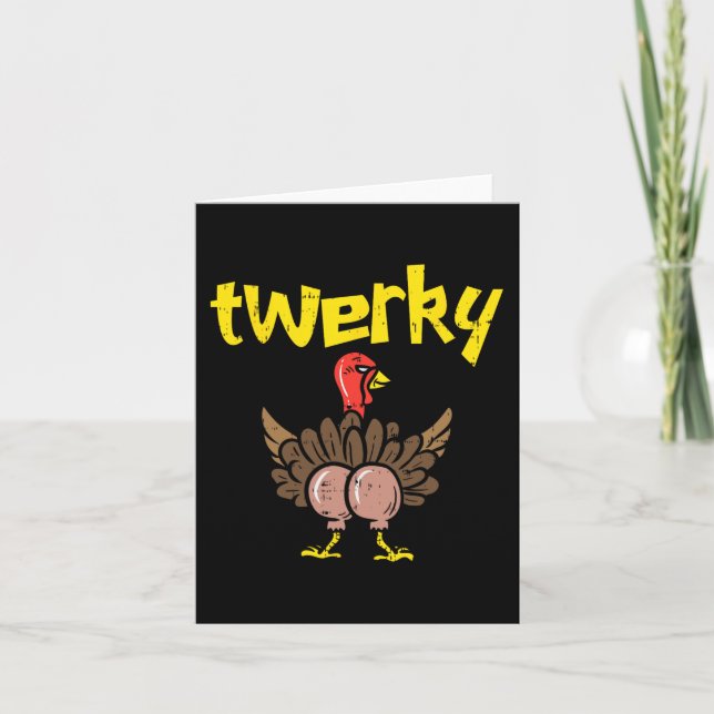 Twerky Turkey Butt Roligt Thanksgiving Twerk Dance Kort (Framsida)