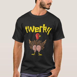Twerky Turkky Rumpa Roligt Thanksgiving Twerk Dans T Shirt