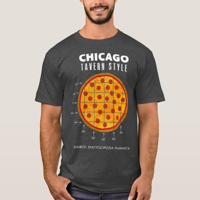 twHistory Regional Pizza Chicago Tavern Style T Shirt (Framsida)