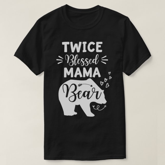 Twice Blessed Mama Bear Heart & Arrow Mom With Two T Shirt (Design framsida)