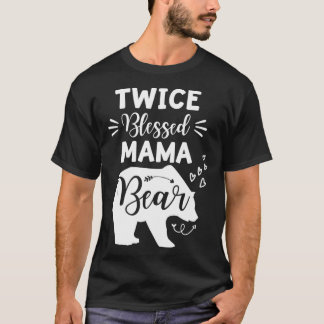 Twice Blessed Mama Bear Heart & Arrow Mom With Two T Shirt