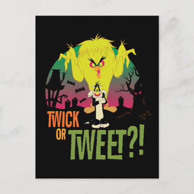 "Twick or Tweet" TWEETY™ & SYLVESTER™ Inbjudan Vykort (Framsida)