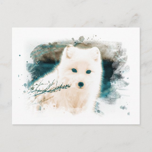 *~* Twig Snö Fox White Fox AP18 Arktisk Polar Vykort (Framsida)