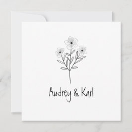 Twigs and Flowers Monogrammed Modern & Minimalist Inbjudningar