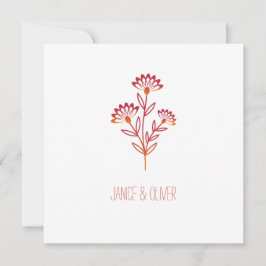 Twigs and Flowers Red & Orange Modern & Minimalist Inbjudningar