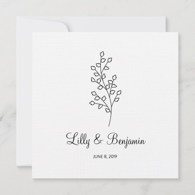 Twigs Wedding Monogram Invitation Design Inbjudningar (Framsida)