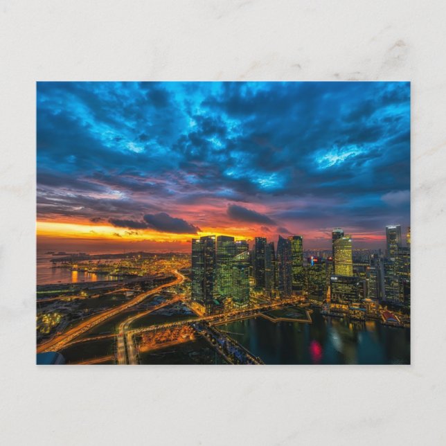 Twilght Manhattan City Skyline Vykort (Framsida)