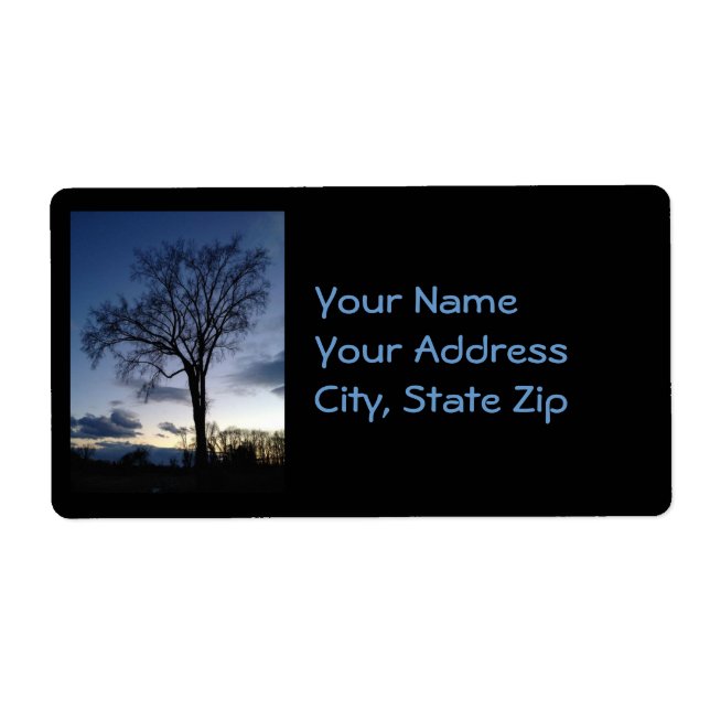 Twilight at Träd i vinter-Adressetiketter Fraktsedel (Framsidan)