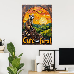 Twilight Bandit: Raccoon at Sunset Poster
