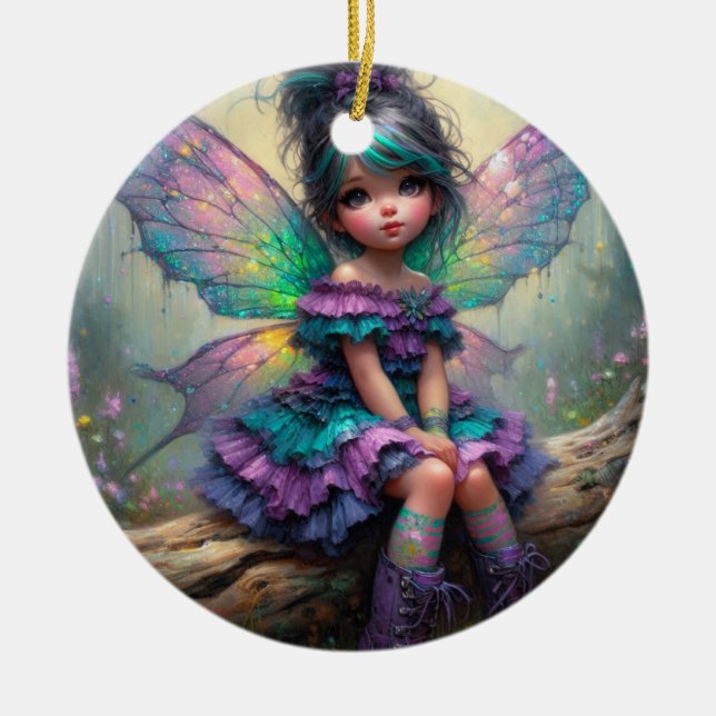 Twilight Blommar Fairy Julgransprydnad Keramik (Framsidan)
