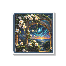 Twilight-Blommar genom den armade Garden Wall