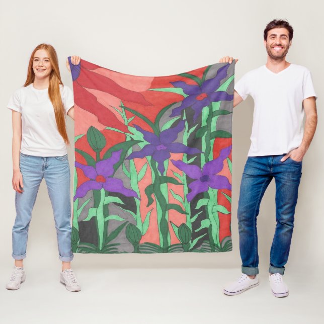 Twilight Blommigt Garden Fleecefilt (På plats)