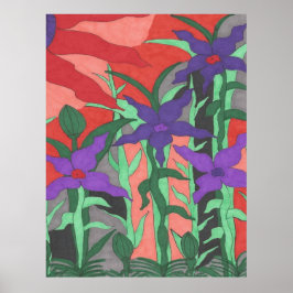 Twilight Blommigt Garden Poster