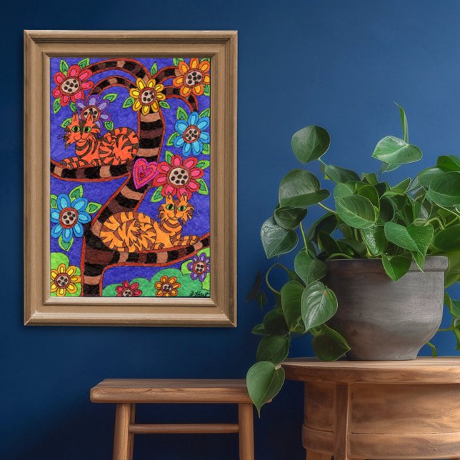 Twilight Cat Livets träd Folk Art Poster (Skapare uppladdad)