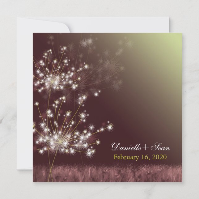 Twilight Dandelion Autumn Garden Wedding Inbjudningar (Framsida)