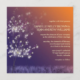 Twilight Dandelions Blommigt Bröllop Inbjudningar