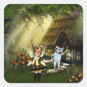 Twilight Fairy Haven Fyrkantigt Klistermärke