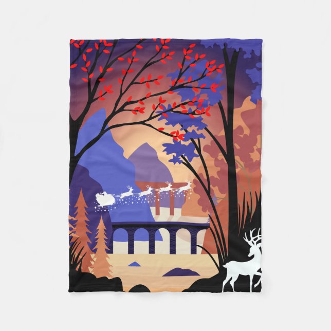 Twilight Forest Christmas Santa Sleigh Fleecefilt (Framsidan)