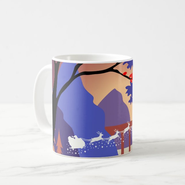 Twilight Forest Christmas Santa Sleigh Kaffemugg (Framsida vänster)