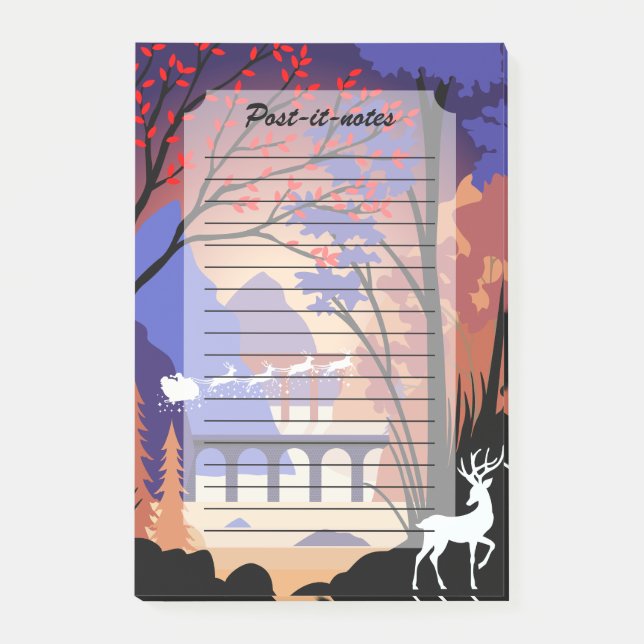 Twilight Forest Christmas Santa Sleigh Post-it Block (Framsida)