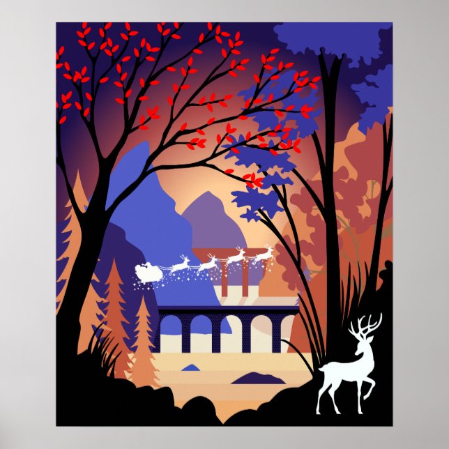 Twilight Forest Christmas Santa Sleigh Poster (Framsidan)