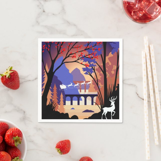Twilight Forest Jul Tomte Sleigh Pappersservett (Insitu)