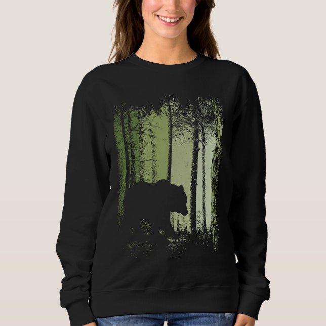 Twilight Forest Outdoor Romantic Grizzly Bear Silh T Shirt (Framsida)