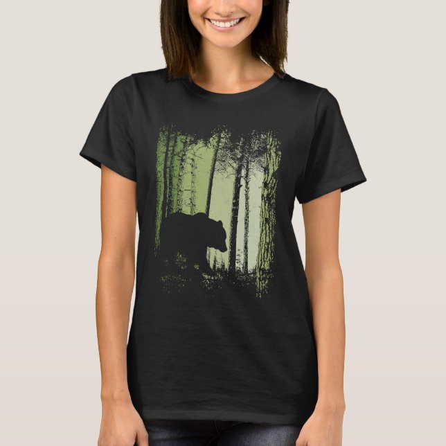Twilight Forest Outdoor Romantic Grizzly Bear Silh T Shirt (Framsida)