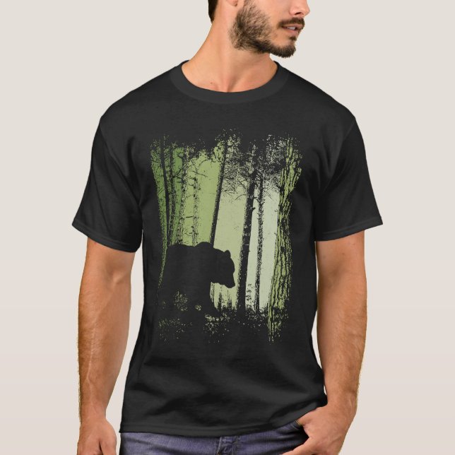 Twilight Forest Outdoor Romantic Grizzly Bear Silh T Shirt (Framsida)