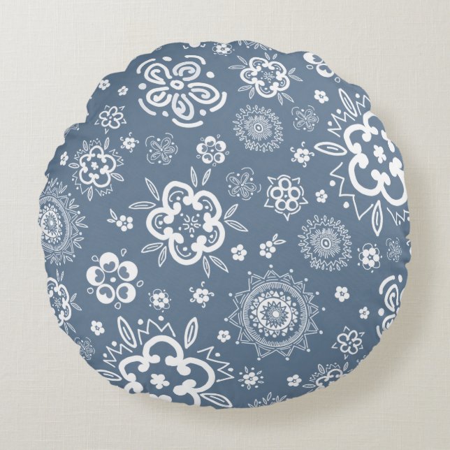 Twilight Garden - en vanlig Blommigt Dance Rund Kudde (Framsidan)